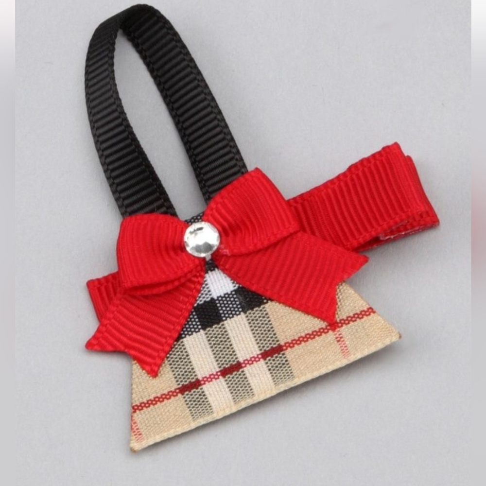 Burberry Kids Plaid Hair Clip with Red Bow
